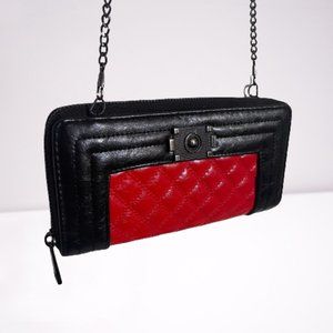 Red Black Quilted Crossbody Purse or Clutch NEW